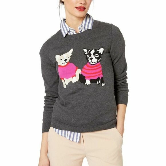 NWT Crew XS Frenchie the Bulldog Grey Sweater - Picture 1 of 3